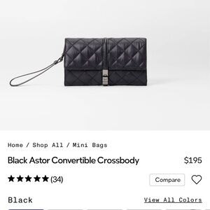 MZ Wallace Black Astor BlConvertible Crossbody Bag